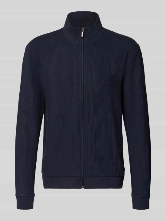 Zdjęcie produktu bluza rozpinana o kroju regular fit z mieszanki bawełny model 'Structure' Boss Granatowy