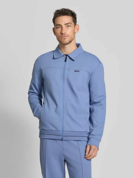 Zdjęcie produktu Bluzka z długim rękawem o kroju loose fit z czystej wiskozy model 'AFFETTO' Boss Oceaniczny