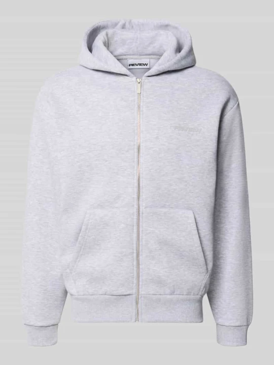 Zdjęcie produktu Bluza rozpinana o kroju regular fit z mieszanki bawełny REVIEW Jasnoszary melanż