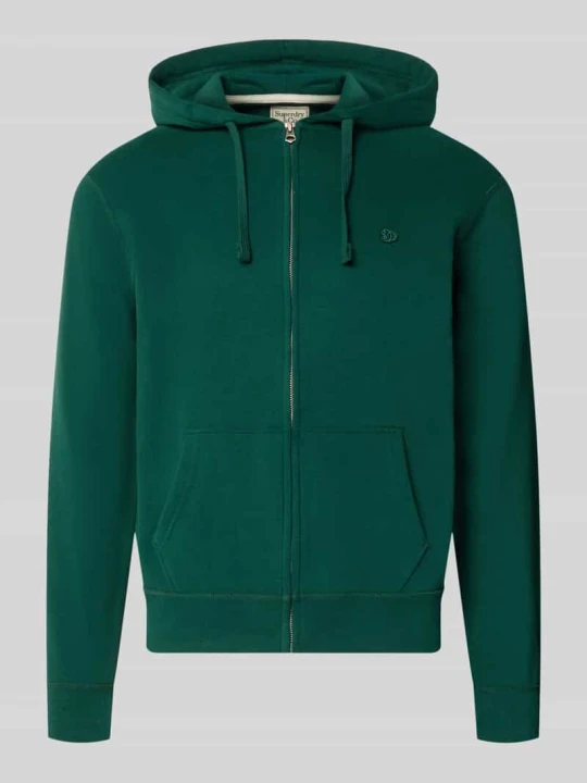 Zdjęcie produktu bluza rozpinana o kroju regular fit z mieszanki bawełny z detalem z logo Superdry Ciemnozielony