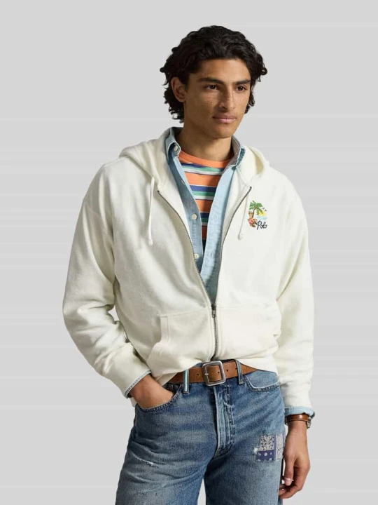 Zdjęcie produktu Bluza rozpinana o kroju regular fit z mieszanki bawełny z nadrukiem na tyle Polo Ralph Lauren Biały