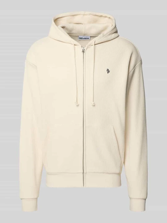 Zdjęcie produktu Bluza rozpinana o kroju regular fit z mieszanki bawełny z wyhaftowanym logo REVIEW Écru