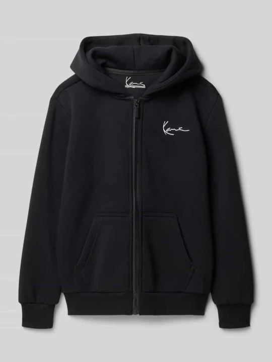 Zdjęcie produktu Bluza rozpinana o kroju regular fit z mieszanki bawełny z zamkiem błyskawicznym Karl Kani Czarny