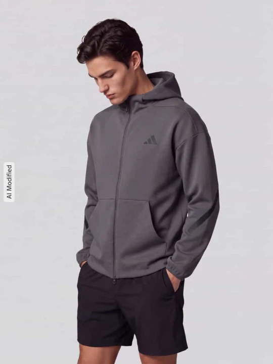 Zdjęcie produktu bluza rozpinana o kroju regular fit z domieszką bawełny Adidas Antracytowy
