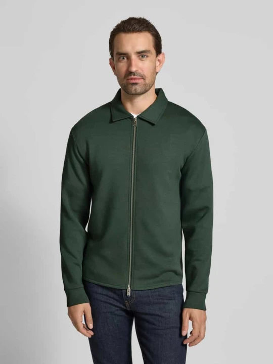 Zdjęcie produktu Bluza rozpinana o kroju regular fit z mieszanki wiskozy model ‘EMANUEL’ Selected Ciemnozielony