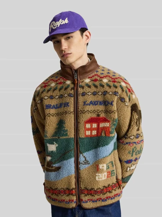 Zdjęcie produktu bluza rozpinana o kroju regular fit z nadrukiem z motywem Polo Ralph Lauren Beżowy