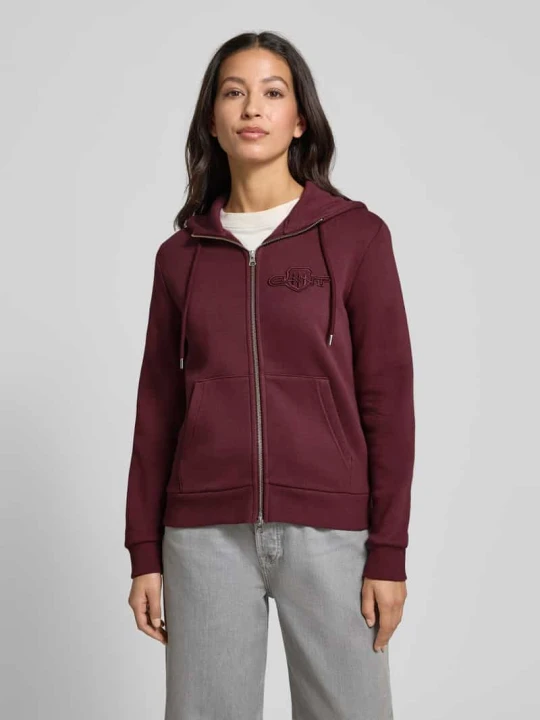 Zdjęcie produktu Bluza rozpinana o kroju regular fit z wyhaftowanym logo model ‘Shield’ Gant Bordowy