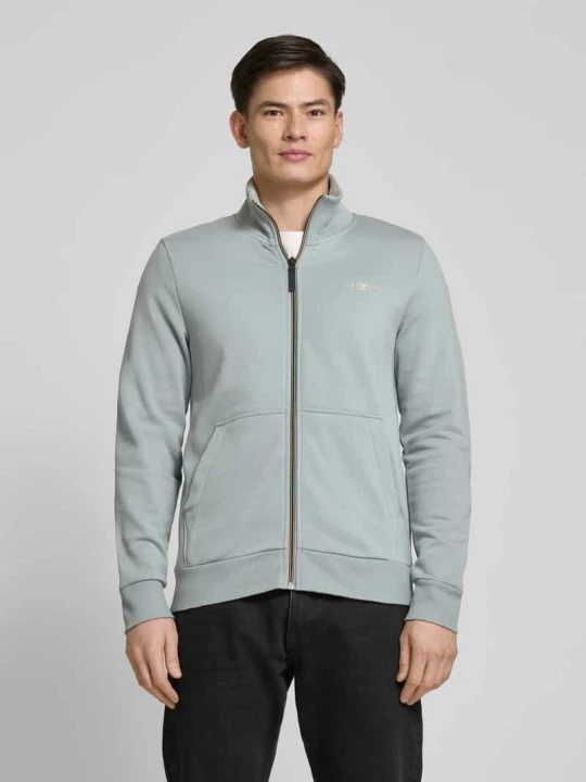 Zdjęcie produktu Bluza rozpinana o kroju regular fit ze stójką i gumowanym nadrukiem z logo Tom Tailor Miętowy