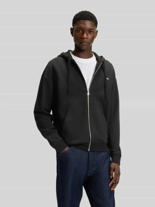 Zdjęcie produktu Bluza dresowa o luźnym kroju z czystej bawełny model „DAPOZIP” Hugo Czarny