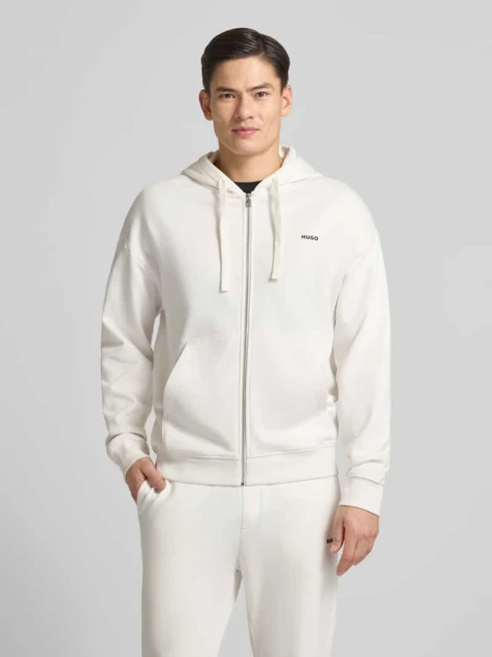 Zdjęcie produktu Bluza dresowa o luźnym kroju z czystej bawełny model „DAPOZIP” Hugo Biały