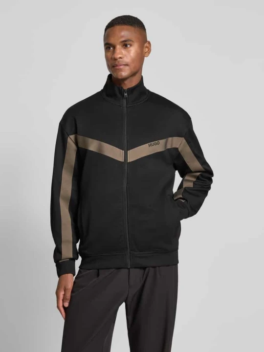 Zdjęcie produktu Bluza rozpinana o kroju relaxed fit z dodatkiem bawełny model ‘DARTI’ Hugo Czarny