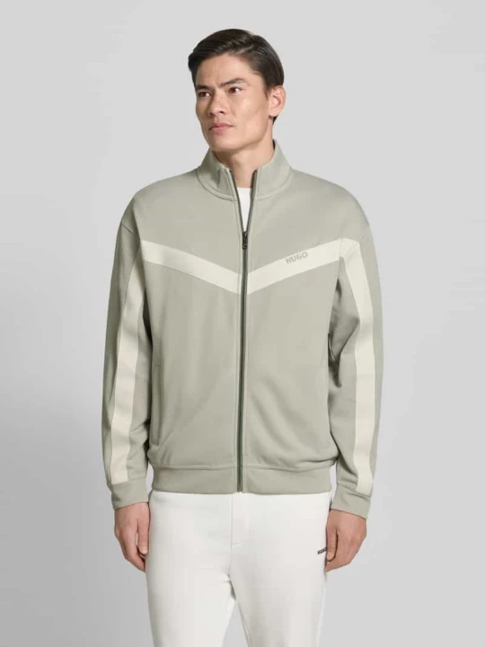 Zdjęcie produktu Bluza rozpinana o kroju relaxed fit z dodatkiem bawełny model 'DARTI' Hugo Miętowy