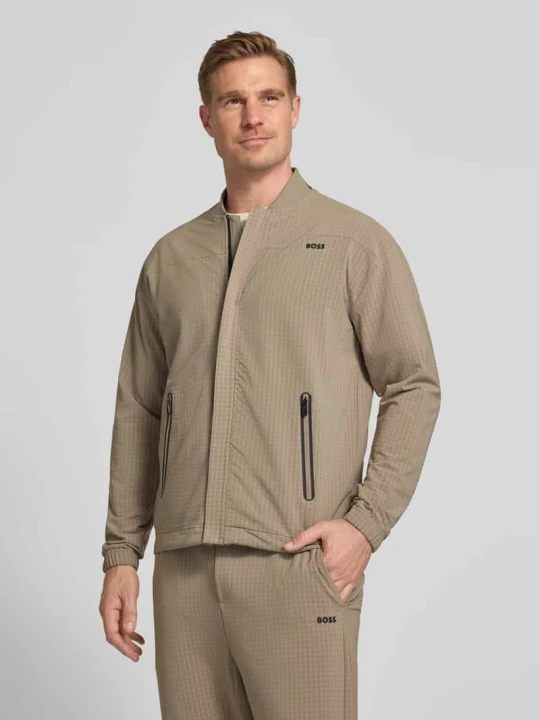 Zdjęcie produktu Bluza rozpinana o kroju relaxed fit z fakturą wafla model 'TERRACE' Boss Jasnozielony