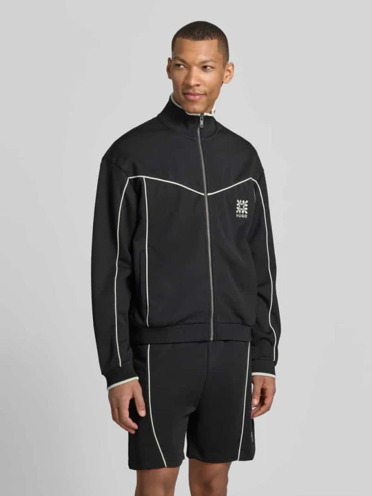 Zdjęcie produktu Bluza rozpinana o kroju relaxed fit z mieszanki bawełny model 'DARYNT' Hugo Czarny