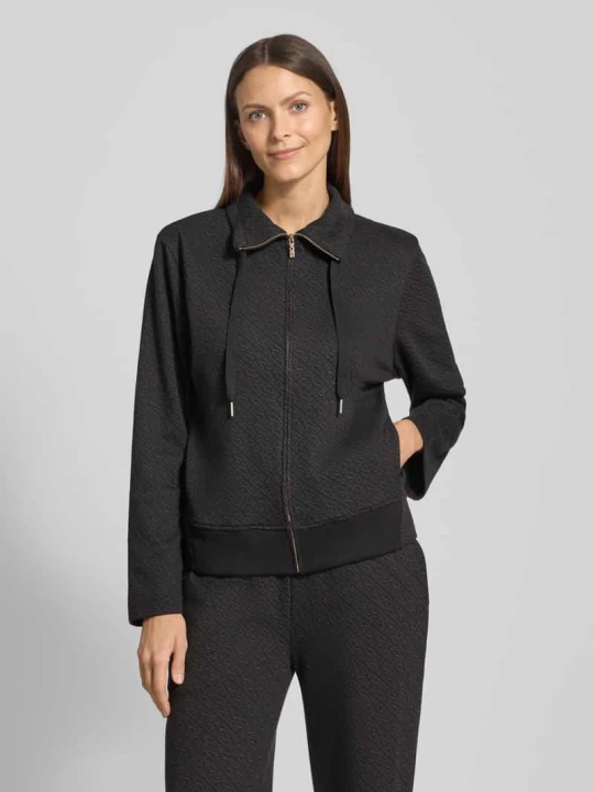 Zdjęcie produktu Bluza rozpinana o kroju relaxed fit z mieszanki bawełny model ‘MONOGRAM’ Boss Czarny