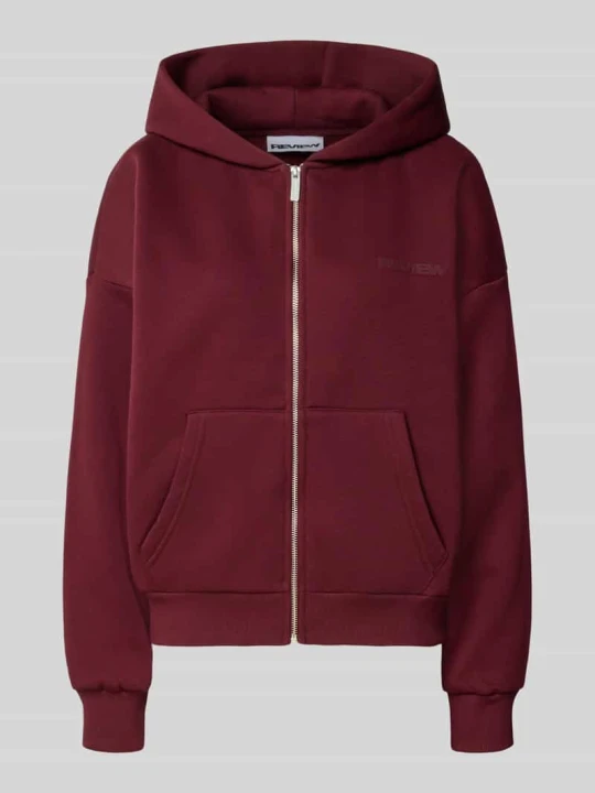 Zdjęcie produktu Bluza rozpinana o kroju relaxed fit z mieszanki bawełny z detalem z logo REVIEW Bordowy