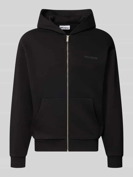 Zdjęcie produktu Bluza rozpinana o kroju relaxed fit z mieszanki bawełny z detalem z logo REVIEW Czarny