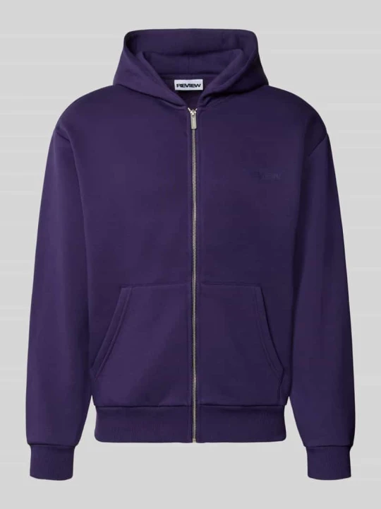 Zdjęcie produktu Bluza rozpinana o kroju relaxed fit z mieszanki bawełny z detalem z logo REVIEW Jasnośliwkowy