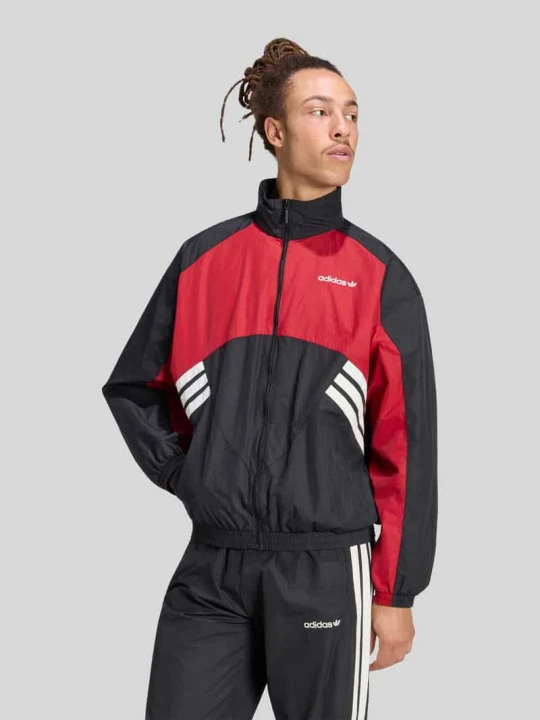 Zdjęcie produktu bluza rozpinana o kroju relaxed fit z napisem z logo model 'MUNICH 93' adidas Originals Bordowy