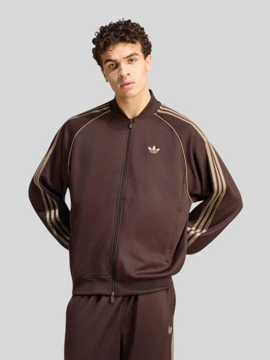 Zdjęcie produktu Bluza rozpinana o kroju relaxed fit z zamkiem błyskawicznym dwustronnym adidas Originals Ciemnobrązowy