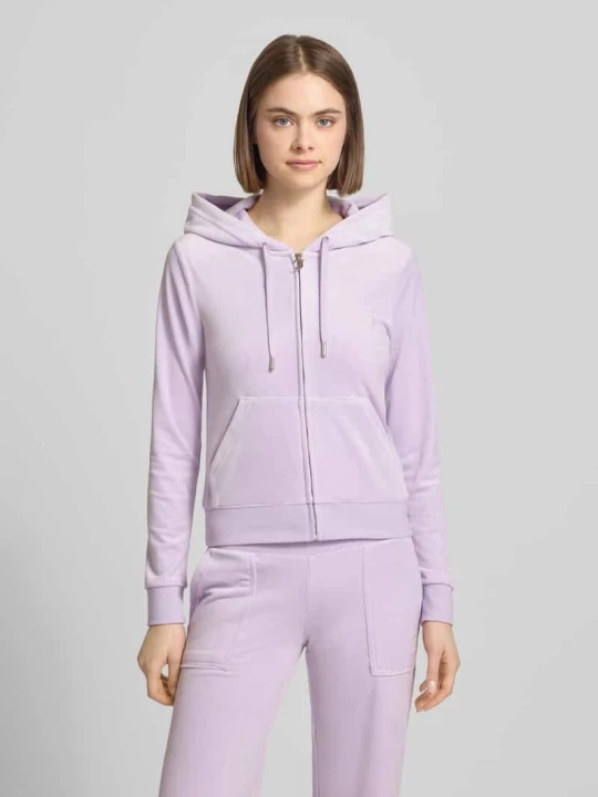 Zdjęcie produktu Bluza rozpinana o kroju slim fit z aksamitu model 'Robertson' Juicy Couture Jasnofioletowy