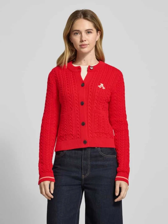 Zdjęcie produktu Kardigan rozpinany o kroju slim fit z czystej bawełny model 'JULIAANAS CABLE' ARMEDANGELS Jasnoczerwony
