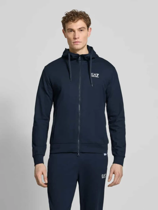 Zdjęcie produktu Bluza rozpinana krój slim fit z kapturem EA7 Emporio Armani Ciemnoniebieski