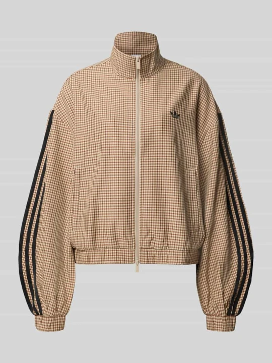 Zdjęcie produktu bluza rozpinana o kroju slim fit z wyhaftowanym logo model 'CHECKS' adidas Originals Beżowy
