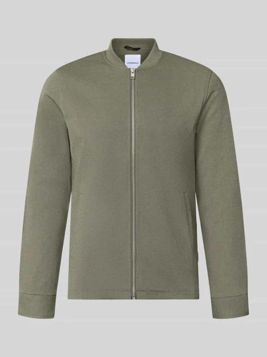 Zdjęcie produktu bluza rozpinana o kroju slim fit ze stójką lindbergh Oliwkowy