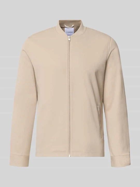 Zdjęcie produktu bluza rozpinana o kroju slim fit ze stójką lindbergh Piaskowy