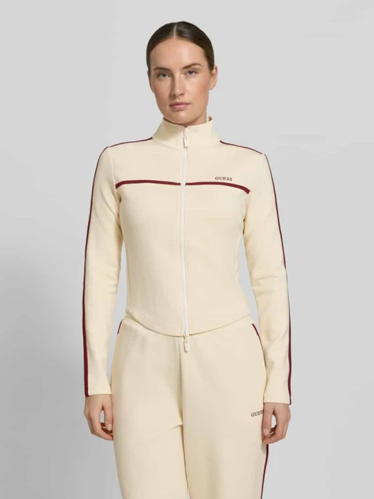 Zdjęcie produktu Bluza rozpinana o kroju slim fit ze stójką model 'Jasmine' Guess Złamany biały