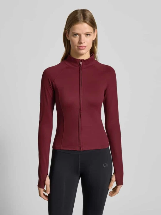 Zdjęcie produktu Bluza rozpinana o kroju slim fit ze stójką model ‘Yoga’ Gina Tricot Bordowy