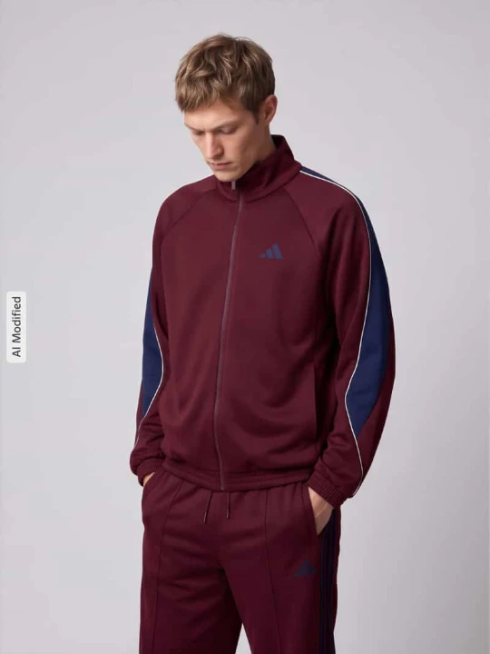 Zdjęcie produktu Bluza rozpinana o luźnym kroju z dodatkiem bawełny model 'STADIUM' Adidas Ciemnoczerwony
