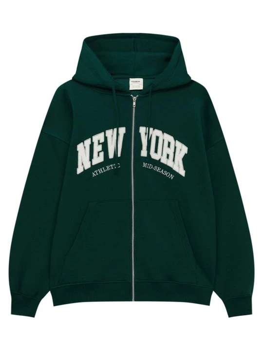 Zdjęcie produktu Bluza rozpinana PULL&BEAR ciemnozielony melanż