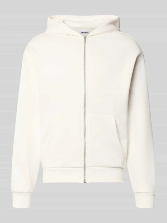 Zdjęcie produktu bluza rozpinana w kroju regular fit z kieszenią kangurka REVIEW Złamany biały