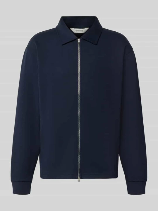 Zdjęcie produktu bluza rozpinana w kroju regular fit z mieszanki bawełny model 'TOM' Selected Granatowy