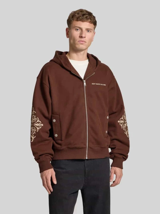 Zdjęcie produktu Bluza rozpinana z detalem z logo model ‘Rhegan’ Don't Waste Culture Średniobrązowy