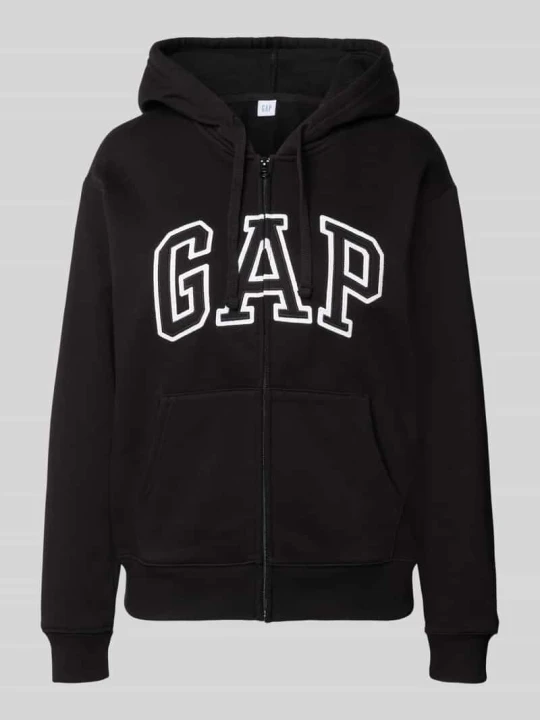 Zdjęcie produktu bluza rozpinana z kapturem i kieszenią kangurka model 'HERITAGE' GAP Czarny