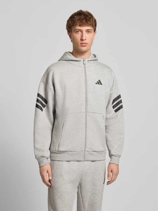 Zdjęcie produktu Bluza rozpinana z kapturem i logo Adidas Średnioszary