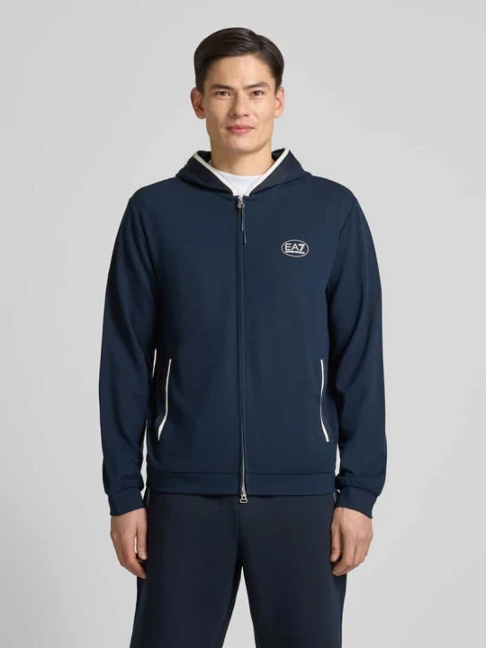 Zdjęcie produktu Bluza rozpinana z logo i zamkiem błyskawicznym dwustronnym EA7 Emporio Armani Ciemnoniebieski