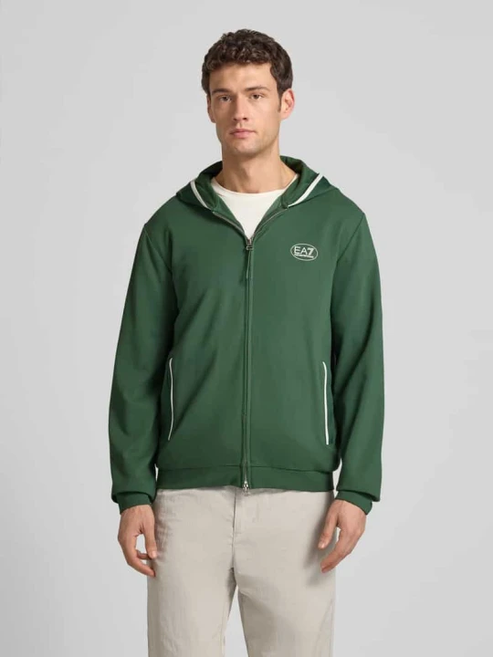 Zdjęcie produktu Bluza rozpinana z logo i zamkiem błyskawicznym dwustronnym EA7 Emporio Armani Zielony