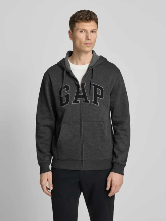 Zdjęcie produktu Bluza rozpinana z logo i kieszenią kangurka GAP Ciemnoszary