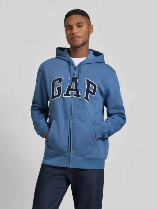 Zdjęcie produktu Bluza rozpinana z logo i kieszenią kangurka GAP Jeansowy niebieski