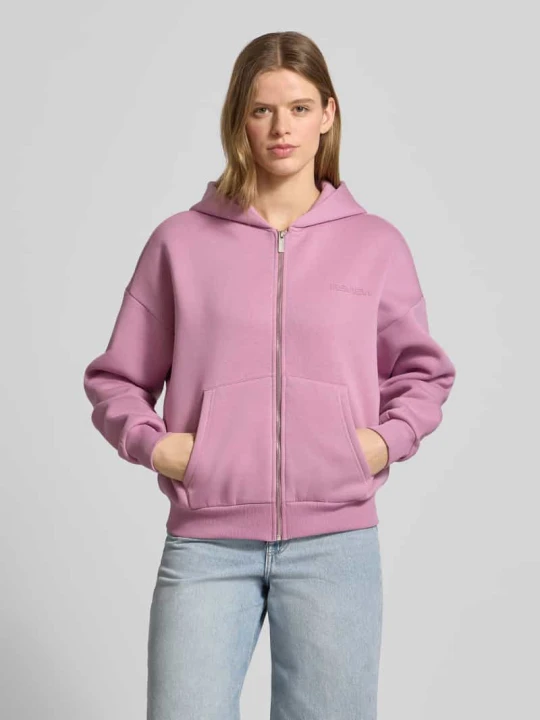 Zdjęcie produktu Bluza rozpinana z logo i kieszenią kangurka REVIEW Różowy