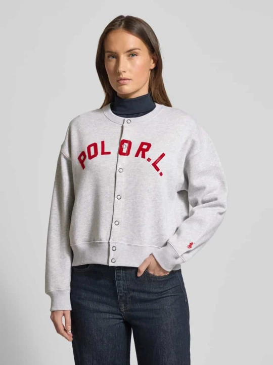 Zdjęcie produktu Bluza rozpinana z nadrukiem z logo i listwą guzikową Polo Ralph Lauren Jasnoszary melanż