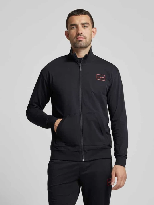 Zdjęcie produktu Bluza rozpinana z nadrukiem z logo model ‘Laze’ Hugo Czarny