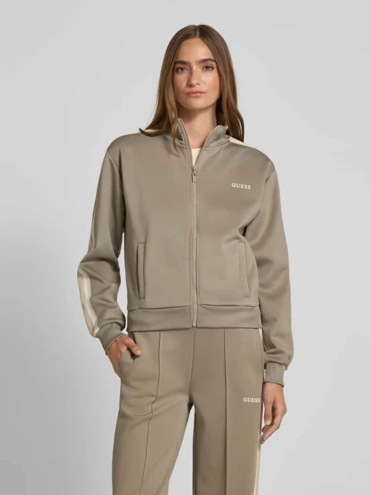 Zdjęcie produktu Bluza rozpinana z nadrukiem z logo model ‘YARROW’ Guess Jasnobrązowy