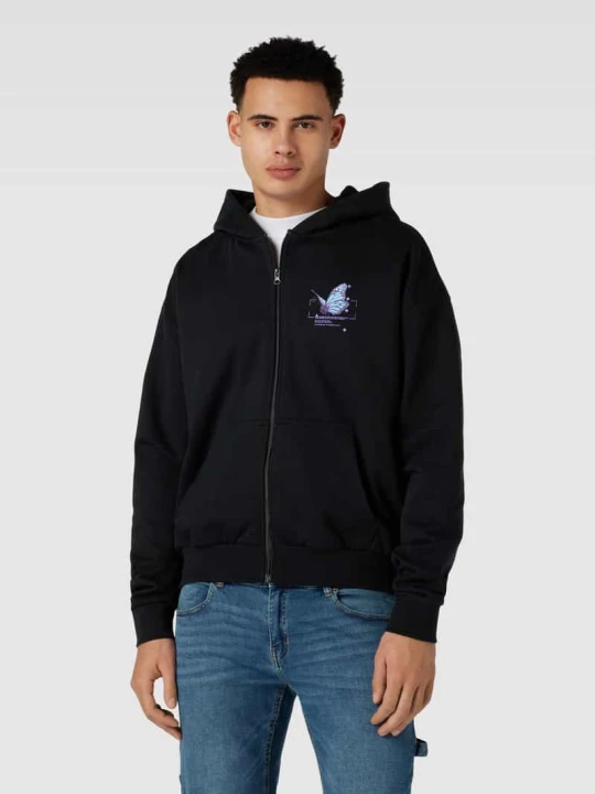 Zdjęcie produktu Bluza rozpinana z nadrukiem z motywem model ‘BUTTERFLY’ Mister Tee Czarny