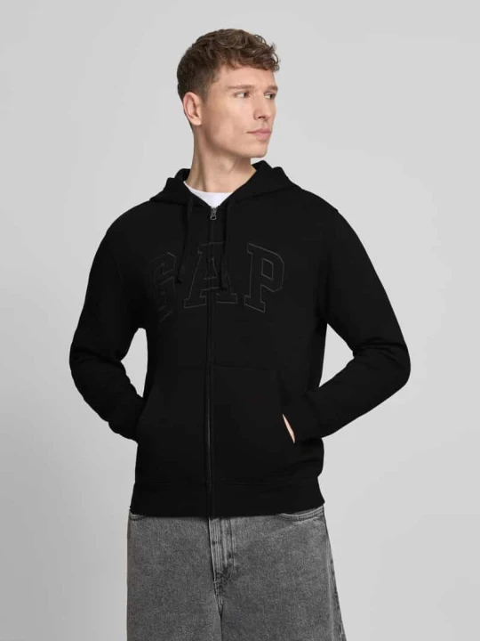 Zdjęcie produktu Bluza rozpinana z oddzielną kieszenią kangurka GAP Czarny