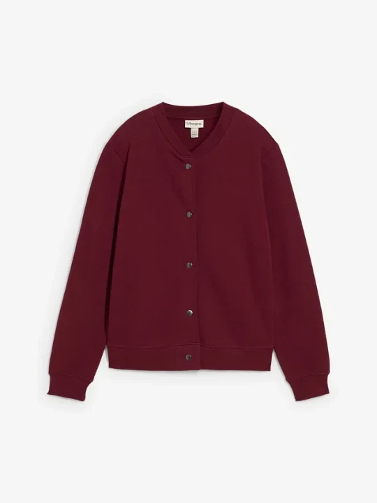 Zdjęcie produktu Bluza rozpinana z plisą guzikową BonPrix czerwony